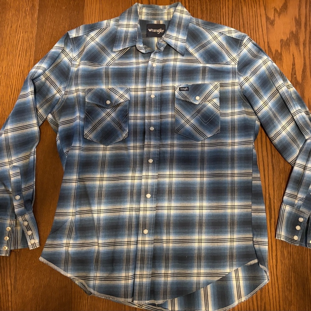 Wrangler Men's Blue Plaid Shirt